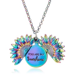 You Are My Sunshine Sunflower Mom Mother Pendant Necklace Gift Colorful