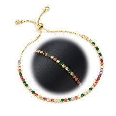 Charm Women CZ Rainbow Turkish Evil Eye Bracelet Adjustable Anklet Jewelry Gifts Colorful rhinestone