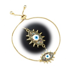 Fashion Lucky Evil Eye Amulet Charms Rhinestone Crystal Bracelet Adjustable Evil eye