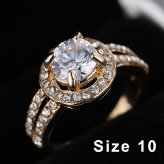 Elegant Gold Filled Crystal Two Row Women Wedding Ring Zirconia Ring Size 10/8 Hot SIZE 10