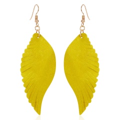Fashion Wings Genuine Leather Ear Hook Earrings Dangle Women Festival Party Gift yellow