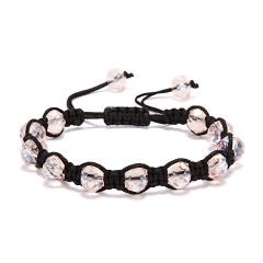 Fashion Crystal Beaded Bracelet Adjustable Braided Rope Lucky Bangle Women Gift Pink