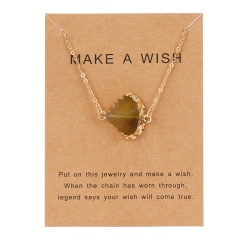 Geometric Natural Stone Resin Card Charm Pendant Necelace Chain Women Party Gift Amber
