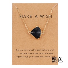 Geometric Natural Stone Resin Card Charm Pendant Necelace Chain Women Party Gift Black
