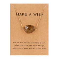 Fashion Geometric Natural Stone Resin Pendant Necelace Choker Chain Jewelry Gift Amber