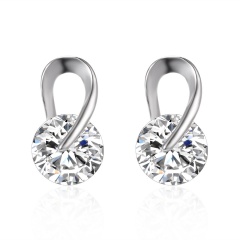 CZ Stone Earring Silver Rhinestone Fashion Stud Earring Flower Small Stud Earring for Women Jewelry Circle