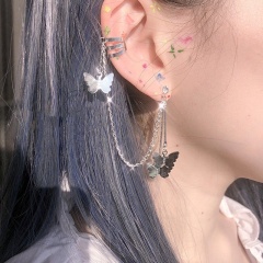 Charm Women's Butterfly Crystal Ear Hoop Clip Earrings Drop Dangle Jewelry Gift Butterfly