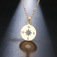 Women Lover's Gold And Silver Color Tiny Round Compass Pendant Necklace Gold