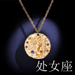 Zodiac matte diamond pendant necklace (random diamond color) virgo