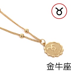 12 Zodiac Horoscope Crystal Constellation Gold Necklace Pendant Womens Jeweller Taurus