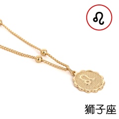 12 Zodiac Horoscope Crystal Constellation Gold Necklace Pendant Womens Jeweller Leo