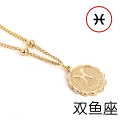 12 Zodiac Horoscope Crystal Constellation Gold Necklace Pendant Womens Jeweller Pisces