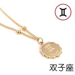 12 Zodiac Horoscope Crystal Constellation Gold Necklace Pendant Womens Jeweller Gemini