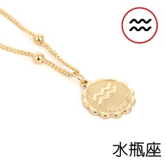 12 Zodiac Horoscope Crystal Constellation Gold Necklace Pendant Womens Jeweller Aquarius