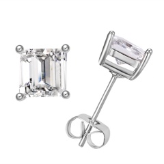 CZ Stone Earring Silver Rhinestone Fashion Stud Earring Flower Small Stud Earring for Women Jewelry Square