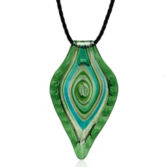Fashion Lampwork Glass Leaf Pendant For Necklace Jewelry Family Summer Gift Hot Green