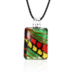 Fashion Summer Black Rope Short Necklace Square Glass Pendant Necklace Colorful Murano Glass Necklace Jewelry Green