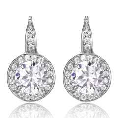 Hot Round Rhinestone Gold Stud Earring CZ Stone Inside Women Earring Jewelry Silver