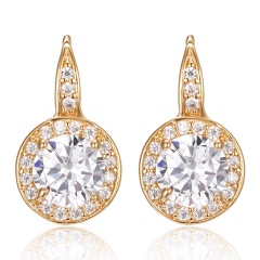 Hot Round Rhinestone Gold Stud Earring CZ Stone Inside Women Earring Jewelry Gold