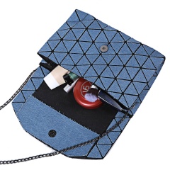 Geometric Ringer Hand Folding One-shoulder Cross-body Envelope Bag Denim26*18cm Cambridge blue
