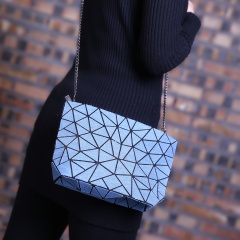 Geometry Denim Shoulder Bag Ladies Satchel Zipper Bag Crossbody Bag Women Fashion Coin Purse Sling Shopping Bag Wathet Blue