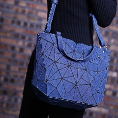 Fashion Geometry Denim School Shoulder Bag Ladies Satchel Zipper Bag Bag Women Shopping Bag Dark Blue