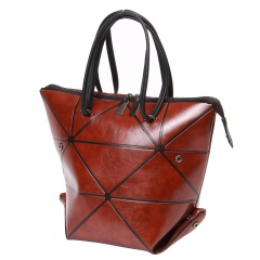 Brown Geometric Lattice Bag Folding Deformation Bag Shoulder Bag Brown