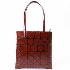 Brown Geometric Diamond Shoulder Handbag Large Bag Brown