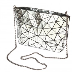 Geometric Diamond Drop Chain Shoulder Bag Crossbody Bag 28*18*7 Silver