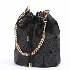 Luminous Chain Handbag Ringer Rope Bucket Bag Drum Bag 24.5*19cm Black