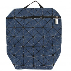 Geometric Rhombus Zipper Backpack 38*32.5cm navy blue