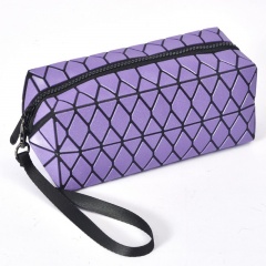 Purple Geometric Ringer Square Portable Cosmetic Bag Laser Travel Pack Waterproof Wash Bag Hand Bag 20*8.5*8.5cm