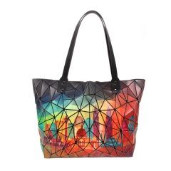 Geometric Rhombic Hand Bucket Bag 43*29*12cm Colourful