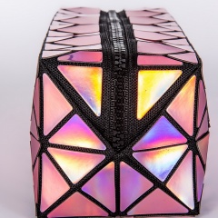 Geometric Diamond Laser Zipper Clutch Bag 19.5*8.5*8.5cm Purple