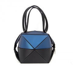 Geometric Rhombic Folding Pouch Handbag 34.5*33cm Blue