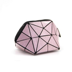 Geometric Ringer Portable Change Zipper Hand Bag21*10.5*10.5cm Pink