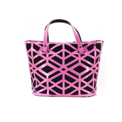Geometric Pink Diamond Hollow-out Jelly Handbag 37*25*12.5cm Pink