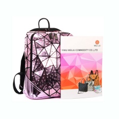 Geometric Ringer Water Bag Outdoor Travel Backpack Laser Backpack 31*24.5*14.5cm Pink