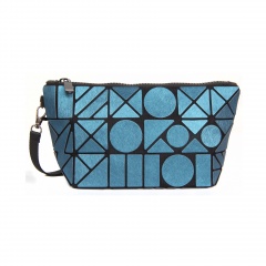 Geometric Ringer zipper wallet cosmetic bag hand bag 24*12*8cm Geometric light blue