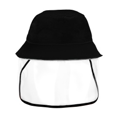 Fisherman Cap + Protective Clear Mask Saliva-proof Dust-proof Sun Visor Hat Black