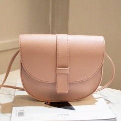 New Semicircle shape Women bag Solid Color Imitation Leather shoulder bag croosbody bag fashion simple youth handbag Pink