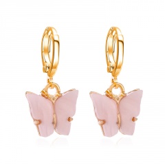 Boho Butterfly Acrylic Earrings Elegant Women Dangle Drop Earring Jewellery Gift Pink