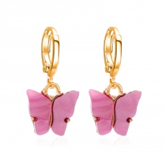 Boho Butterfly Acrylic Earrings Elegant Women Dangle Drop Earring Jewellery Gift Purple