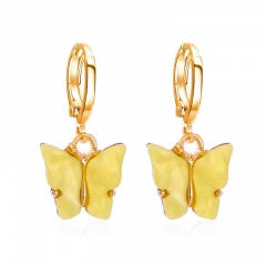 Boho Butterfly Acrylic Earrings Elegant Women Dangle Drop Earring Jewellery Gift Yellow