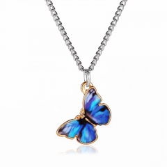 Charm Enamel Butterfly Necklace Pendant Choker Chain Women Jewelry Gifts Hot Navy Blue