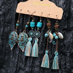 Boho Gypsy Earrings Tribal Ethnic Festival Tassel Ear Hook Drop Dangle Jewelry Leaf