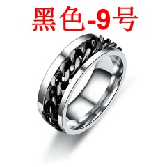 Rotatable titanium steel chain ring Black 9