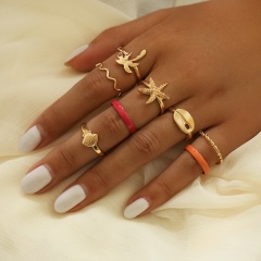 8 shell starfish knuckle ring sets Alloy