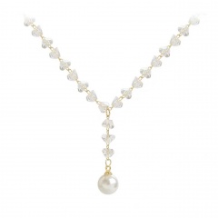 New simple temperament niche design crystal pearl necklace female neck chain cold wind net red tide clavicle chain female Pearl