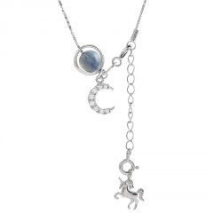 Magical Luminous Mermaid Tail Round Pendant Necklace Choker Chain Lady Jewelry Star